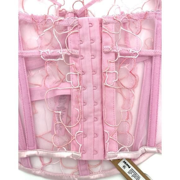 SKIMS Hearts Bubblegum Pink Lace Coquette Corset Top Sz XS CR-CRT-7427W New - Picture 6 of 9